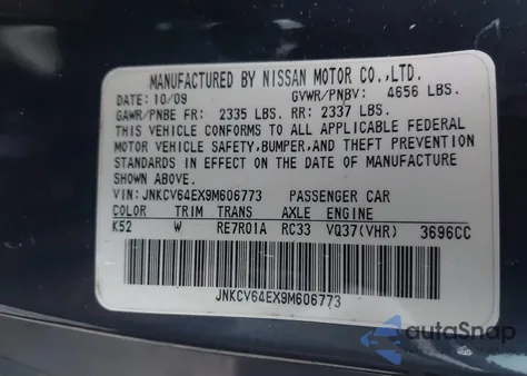 2009 Infiniti G37 Journey z USA, uszkodzony, nr VIN JNKCV64EX9M606773